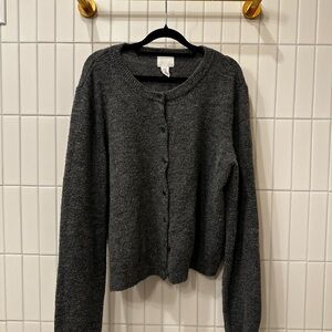 Women's Gray Button-Up Sweater
